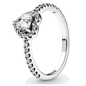 925 Sterling Silver Elevated Heart Ring. Size 7